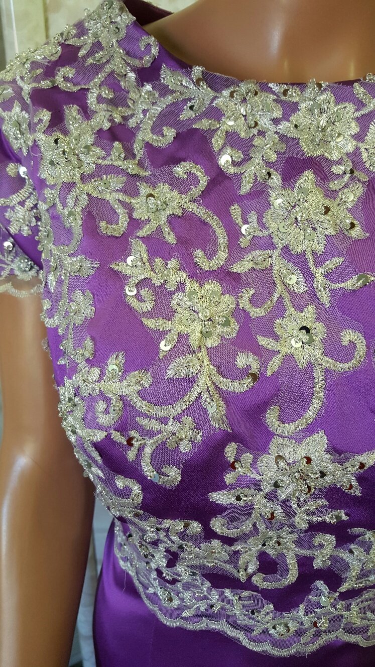 purple lace prom dress